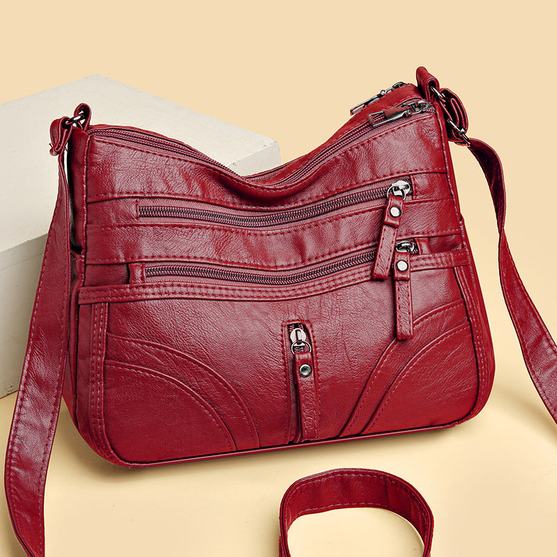 Abigail Women's Shoulder Bag Multi Zip Crossbody Strap Everyday Casual Bag