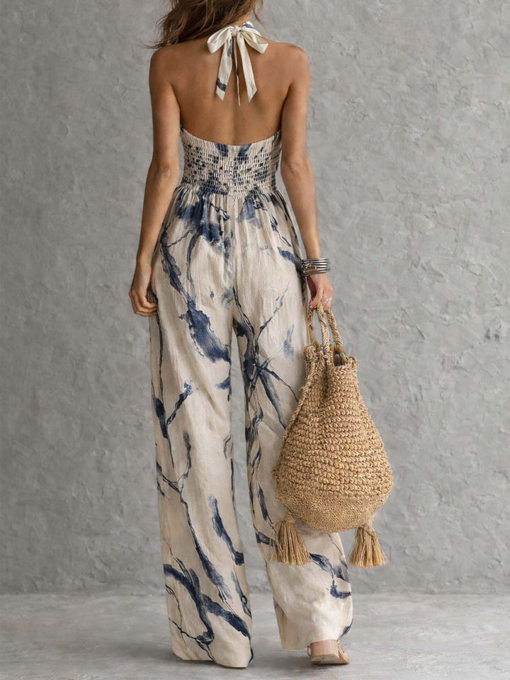 Adriana | Abstract Wide-Leg Halter Jumpsuit