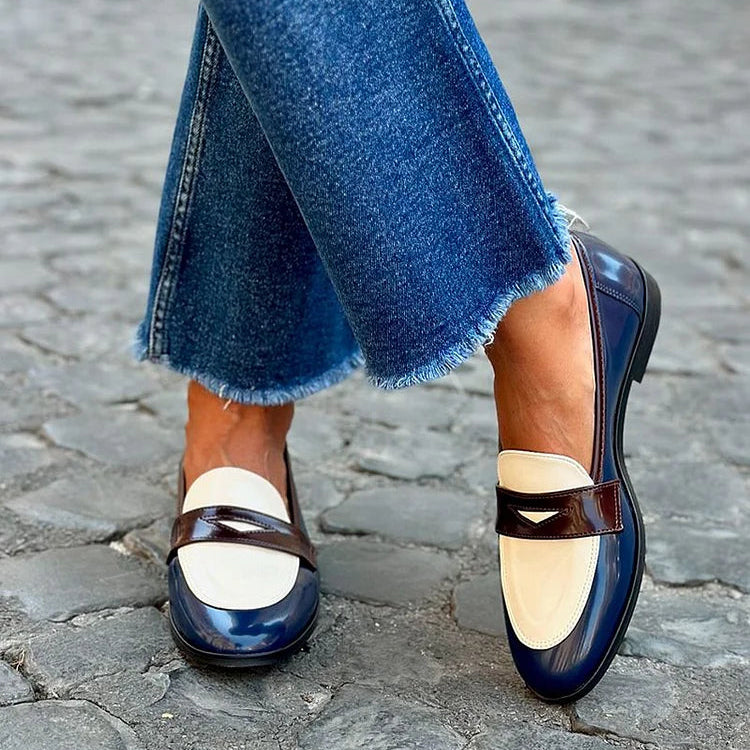 Shiloh | Women's Loafers Two Tone Slip-On Flat Sole Everyday Casual Loafers