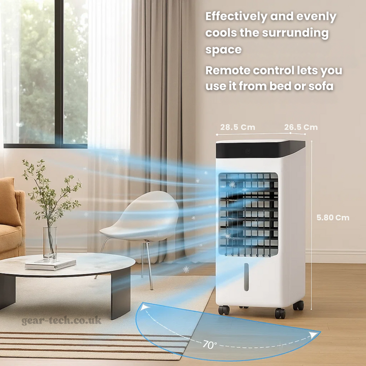 Portable Windowless Air Cooler with Remote Control – 3-in-1 Air Cooler, Fan and Humidifier for Home and Office