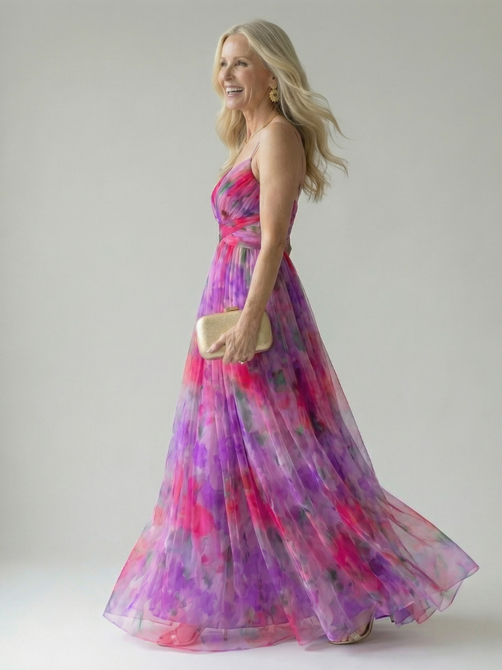 Giselle | Printed Wrap Sleeveless Maxi Dress