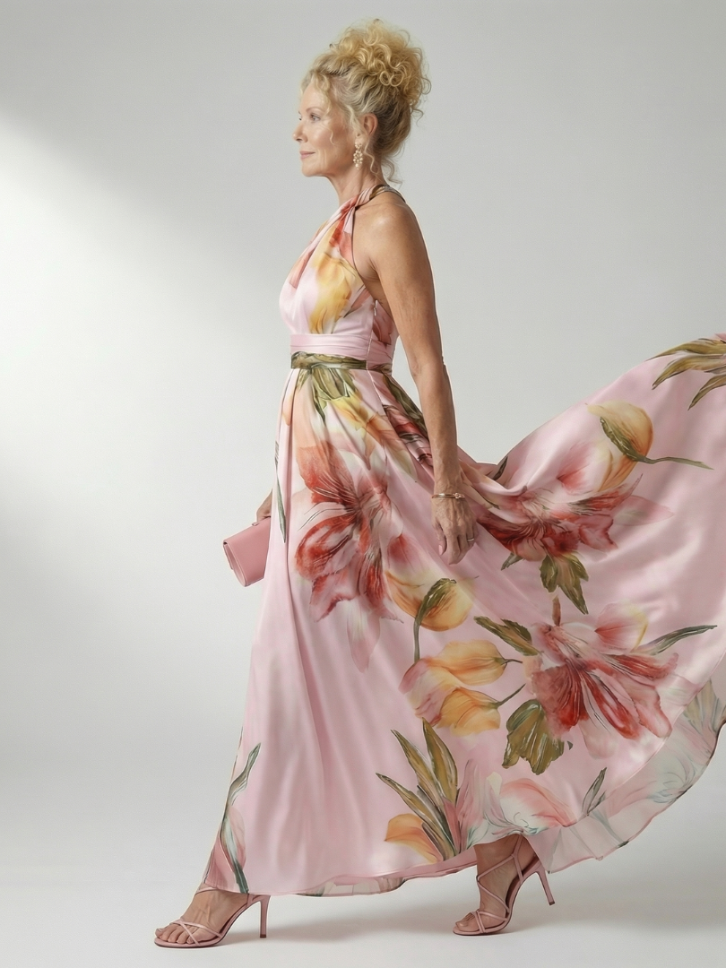 Talia | Floral Halter Maxi Dress