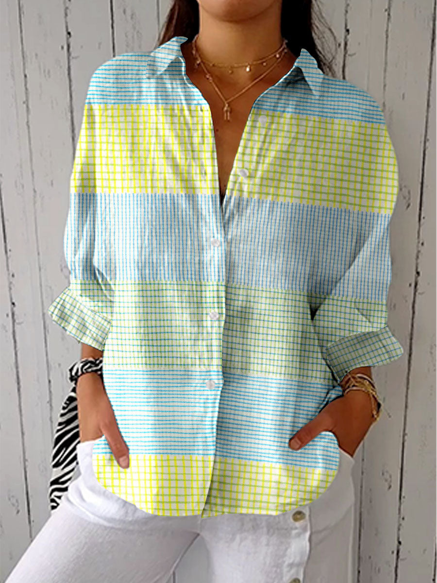 Teresa | Women's Blouse Pastel Stripe Relaxed Fit Summer Casual Top