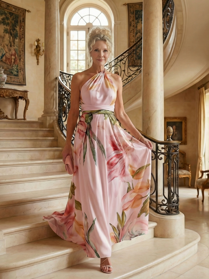 Talia | Floral Halter Maxi Dress