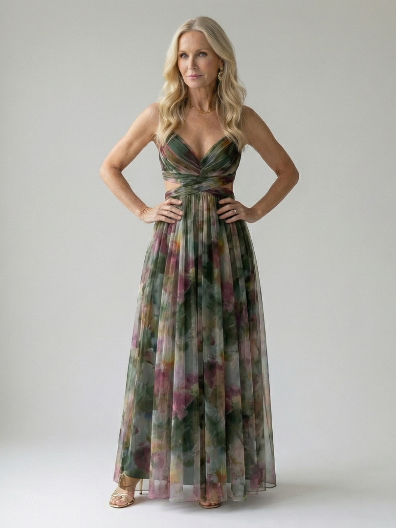 Giselle | Printed Wrap Sleeveless Maxi Dress