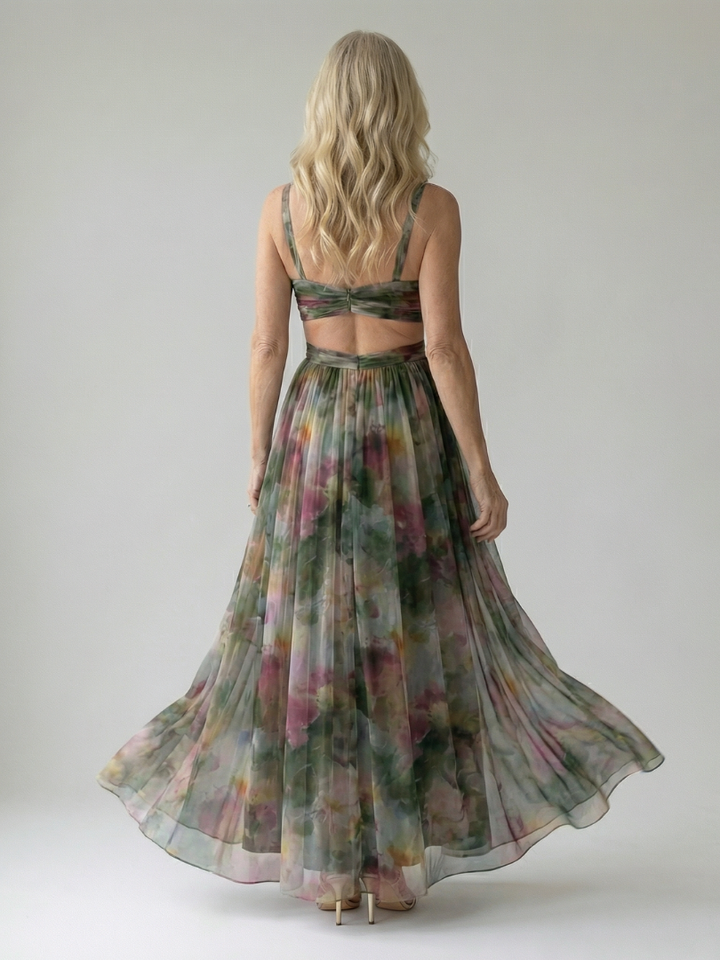 Giselle | Printed Wrap Sleeveless Maxi Dress