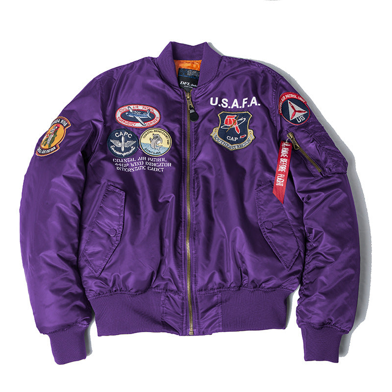 Men wearing loose fit zip front bomber jacket