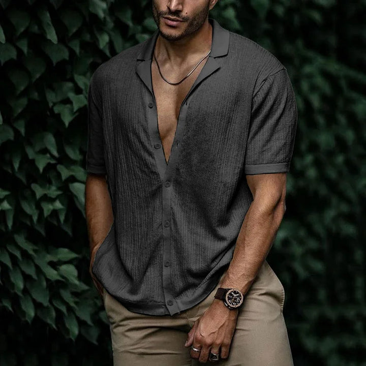 Dominic | Printed Button-Front V-Neck Summer Shirt