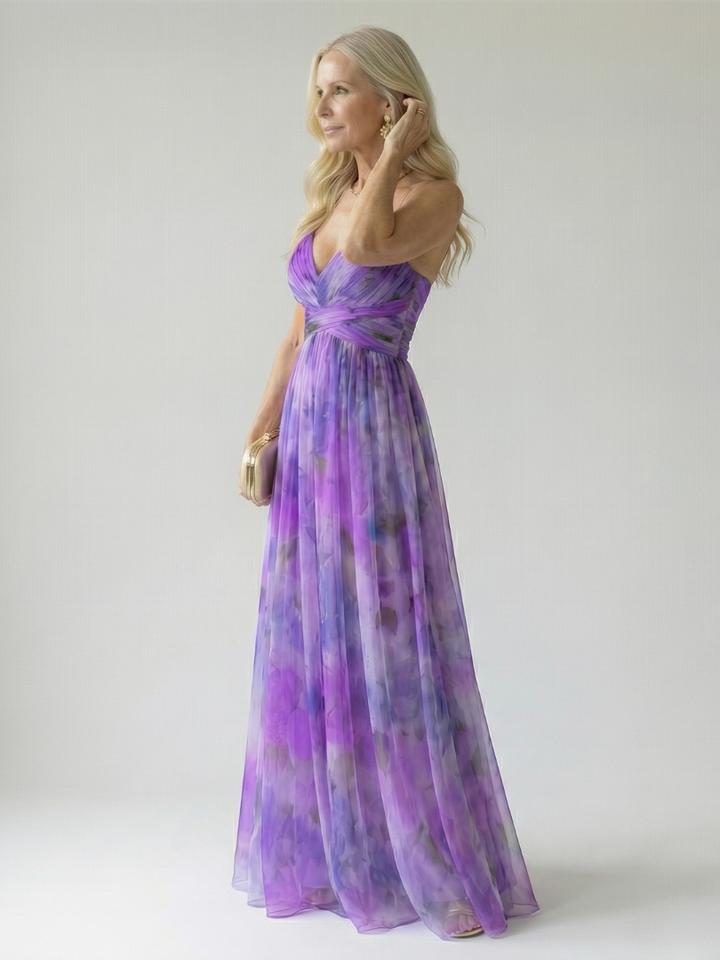 Giselle | Printed Wrap Sleeveless Maxi Dress
