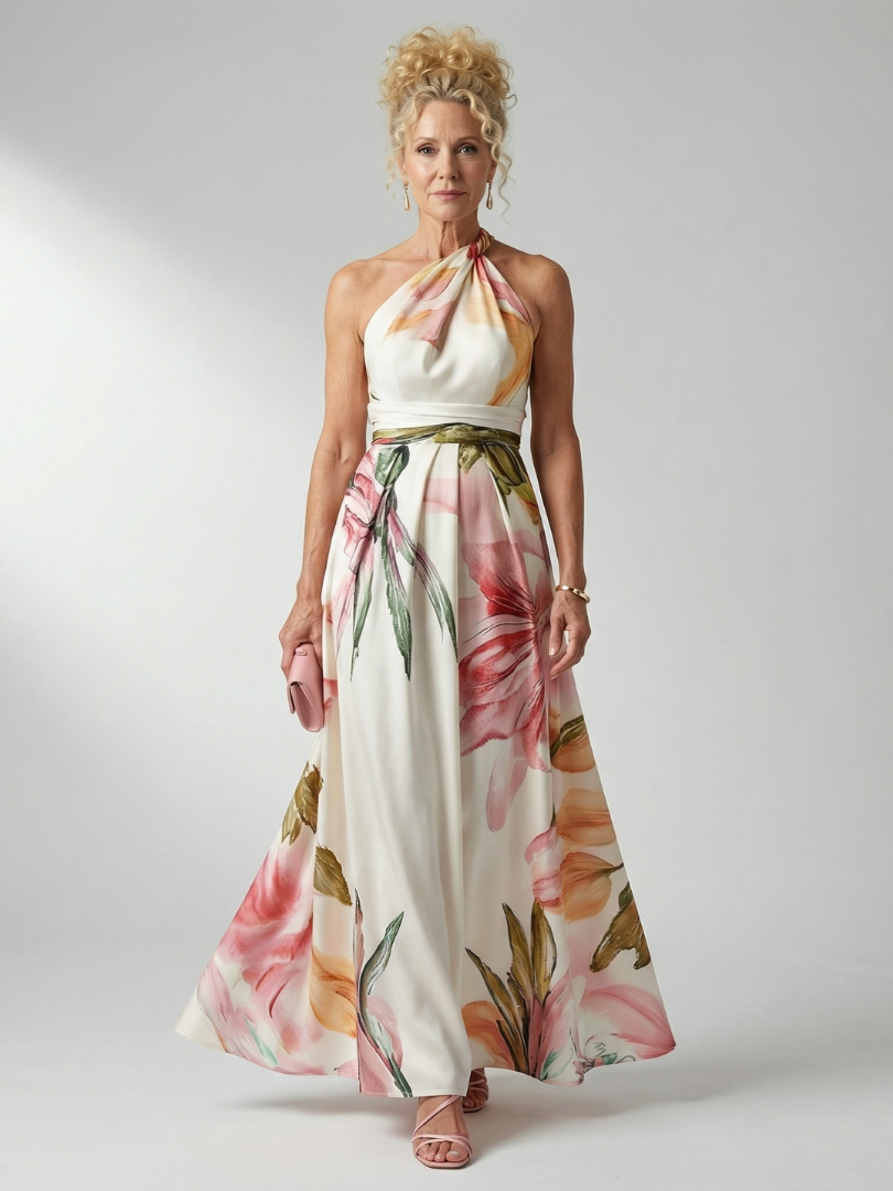 Talia | Floral Halter Maxi Dress