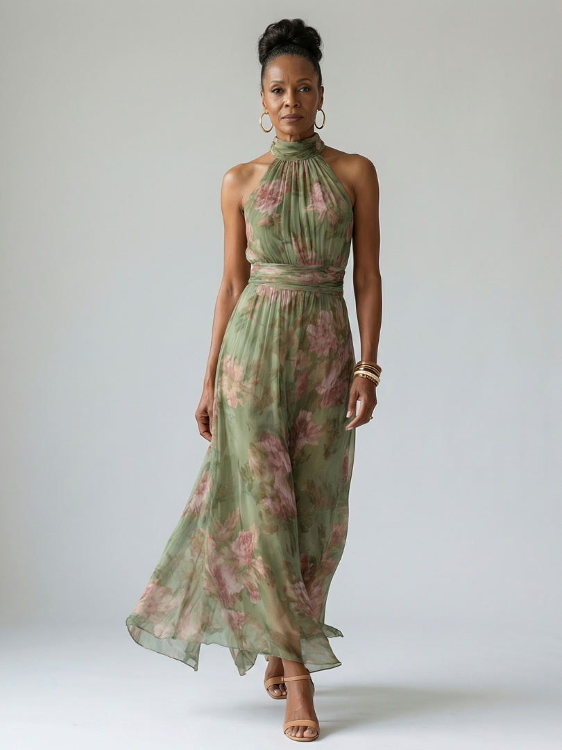 Isla | Floral Halter Midi Dress
