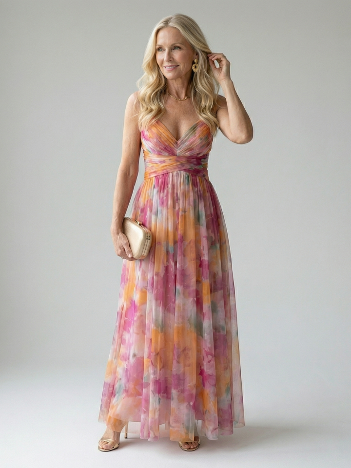 Giselle | Printed Wrap Sleeveless Maxi Dress