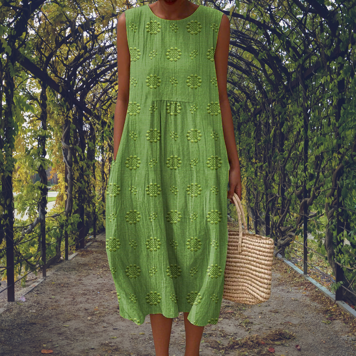 Serena | Floral Embroidered Sleeveless Midi Dress
