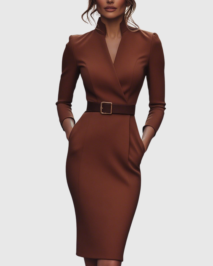 Juno | Wrap Long-Sleeve Midi Dress