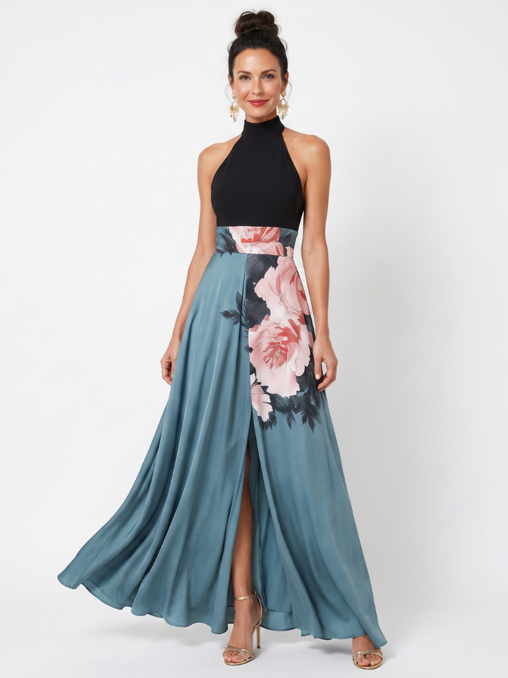 Niamh | Floral Tailored Halter Maxi Dress