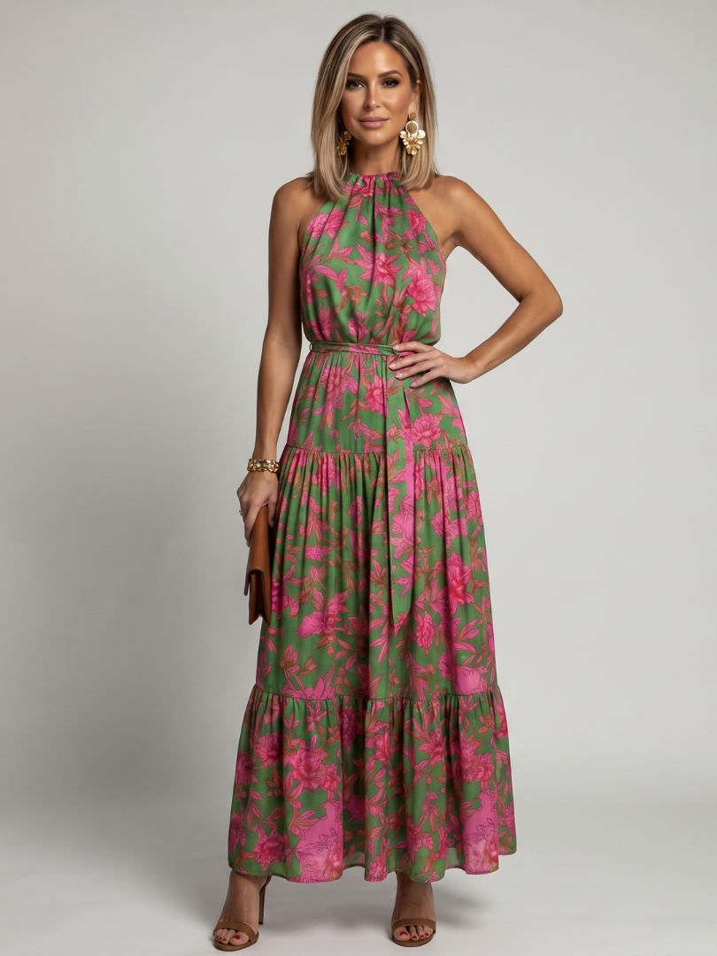 Phaedra | Tiered Halter Midi Dress
