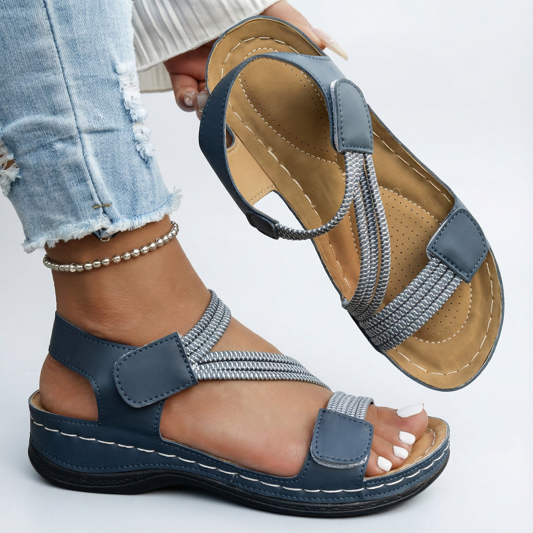 Jasmine | Women's Sandals Strap Contoured Footbed Hook and Loop Summer Casual Sandals