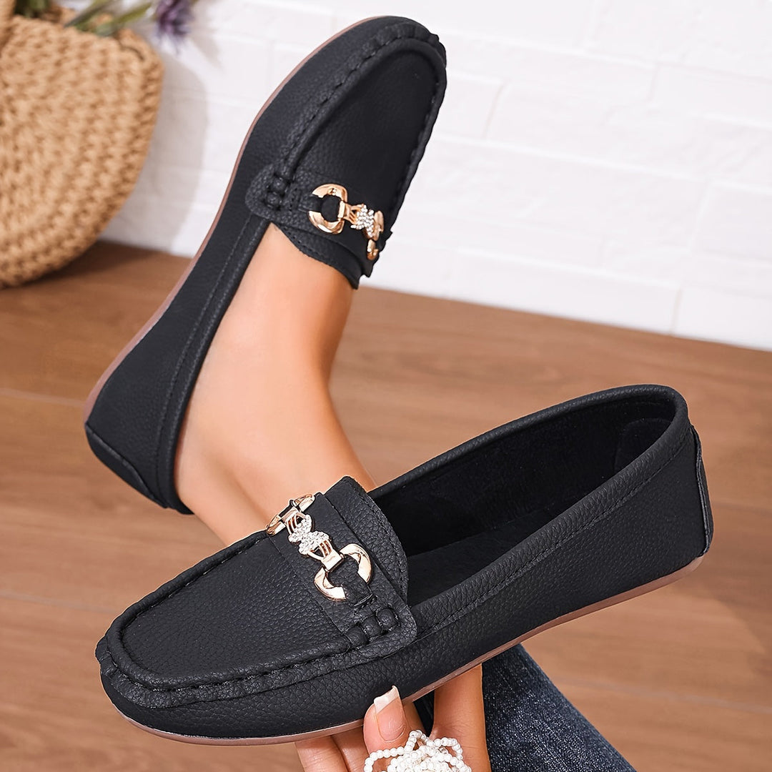 Nora | Women's Loafers Buckle Trim Slip-On Flat Sole Everyday Casual Loafers