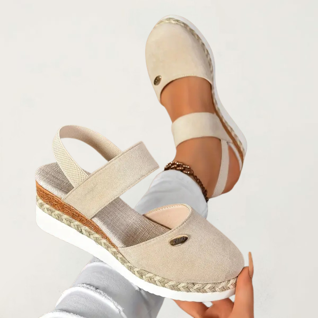Ruth | Women's Sandals Espadrille Wedge Closed Toe Elastic Slingback Summer Casual Sandals