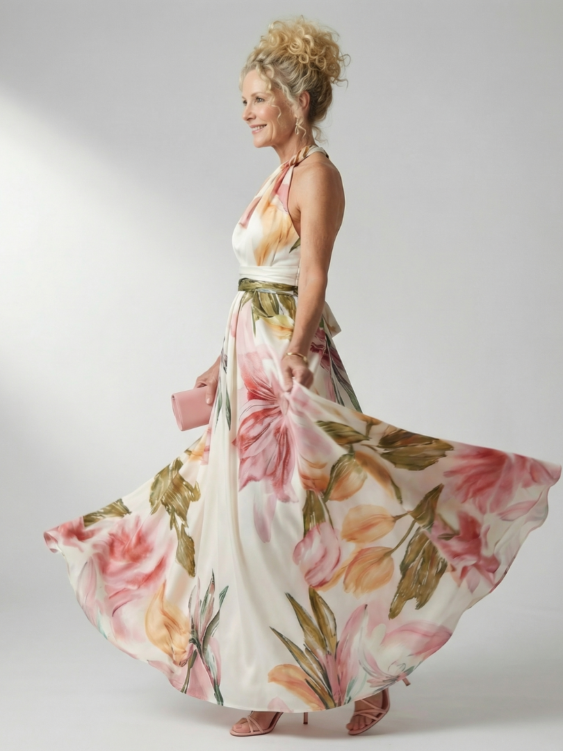 Talia | Floral Halter Maxi Dress