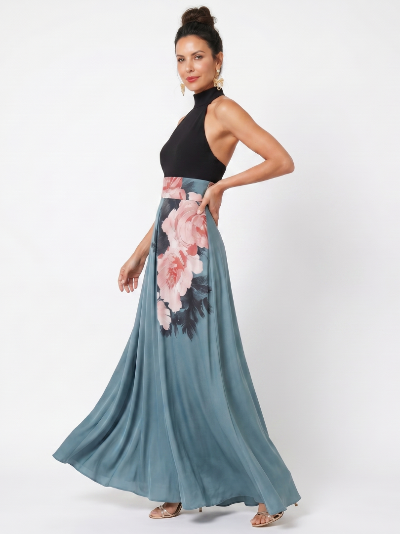 Niamh | Floral Tailored Halter Maxi Dress