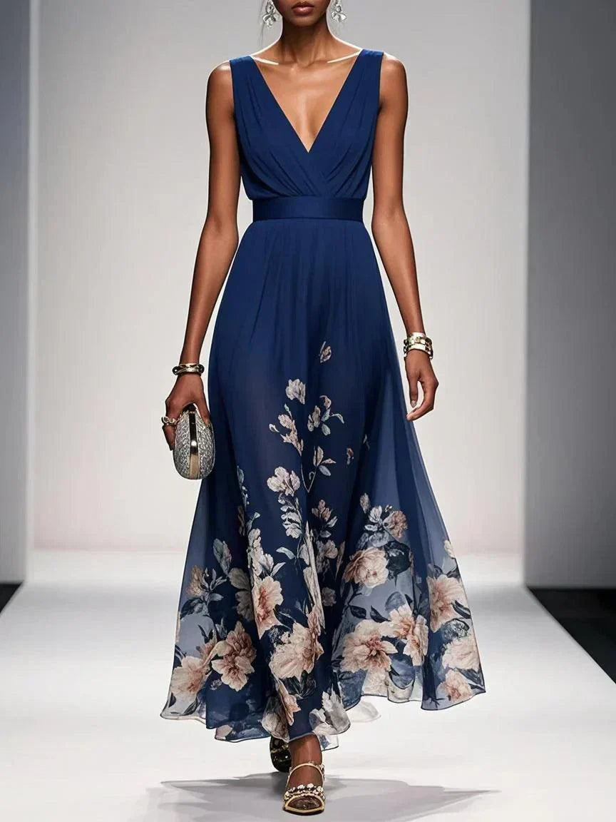 Jacinta | Floral A-Line V-Neck Summer Dress