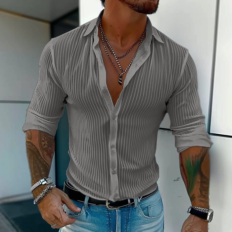 Gideon | Striped Tiered Collared Summer Shirt