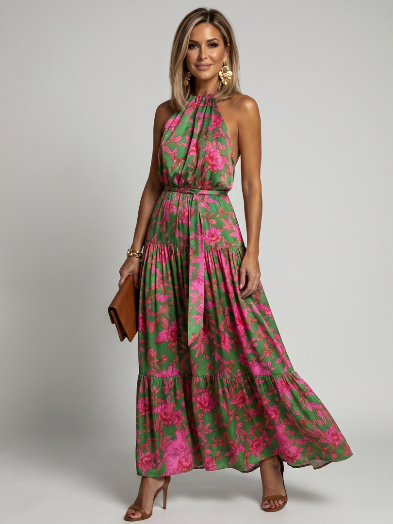 Phaedra | Tiered Halter Midi Dress