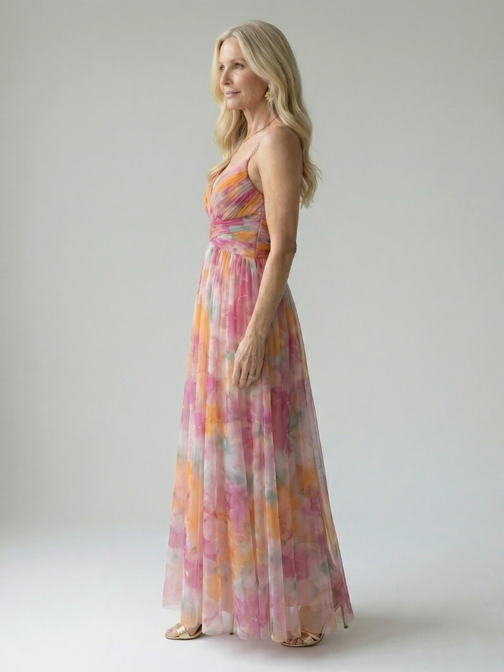 Giselle | Printed Wrap Sleeveless Maxi Dress