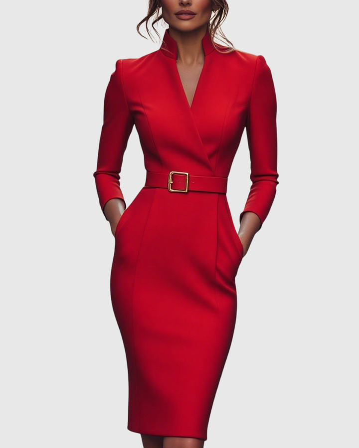 Juno | Wrap Long-Sleeve Midi Dress