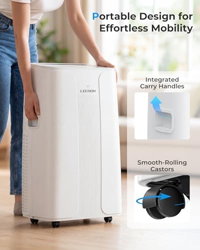 14000 BTU Portable Air Conditioner with Cooling, Dehumidifier, Fan & Sleep Mode, Auto-Swing, Remote Control, 24H Timer, Exhaust Hose, Energy Class A