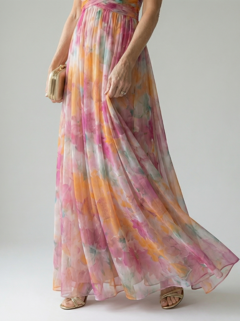 Giselle | Printed Wrap Sleeveless Maxi Dress