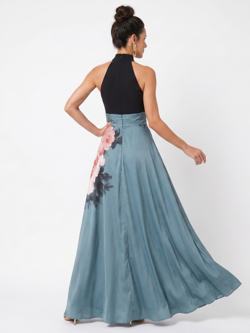 Niamh | Floral Tailored Halter Maxi Dress