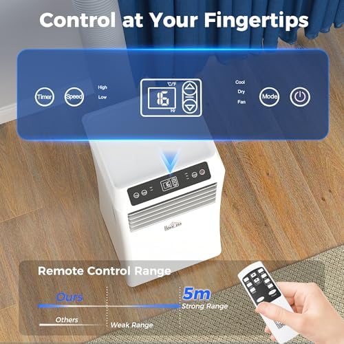9000 BTU Portable Air Conditioner with Cooling, Fan, Dehumidifier (24L/Day), Sleep Mode, Remote Control, 24H Timer, Digital Display, Window Kit
