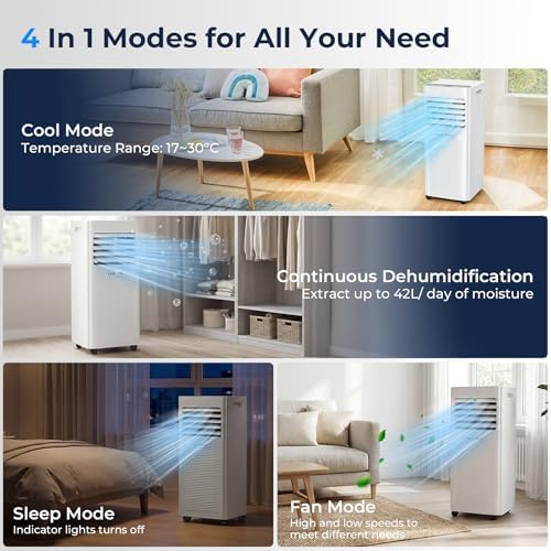 9000 BTU Portable Air Conditioner Dehumidifier Fan Summer