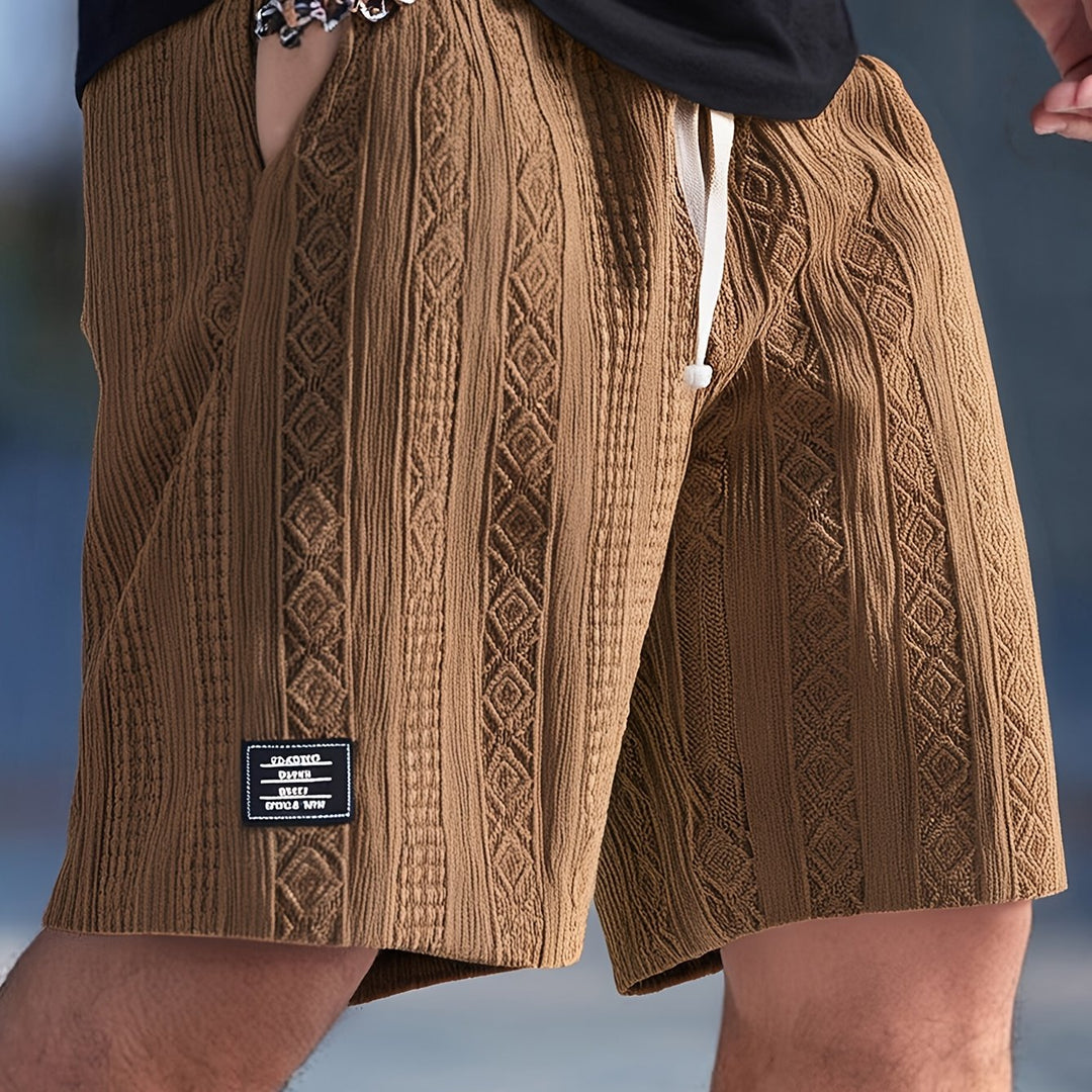 Nolan | Men's Shorts Textured Drawstring Waist Relaxed Fit Summer Casual Shorts