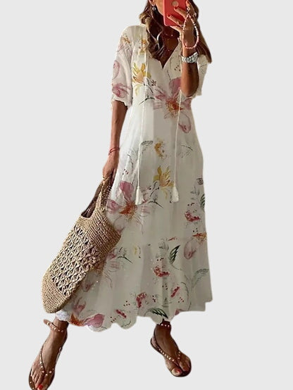 Ines | Printed V-Neck Summer Dress