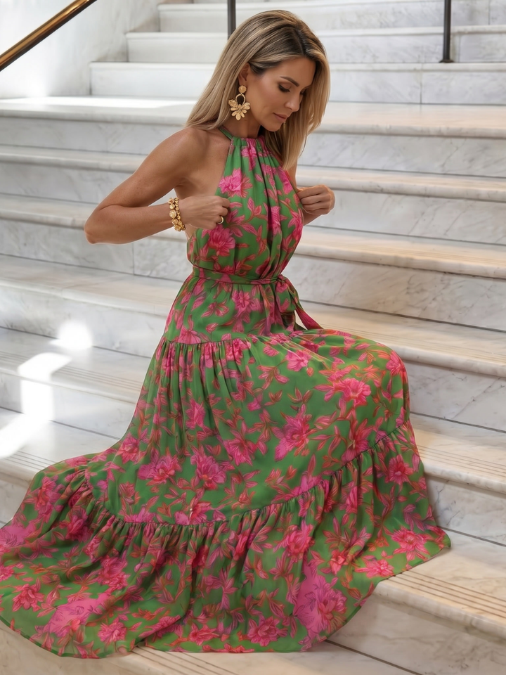 Phaedra | Tiered Halter Midi Dress
