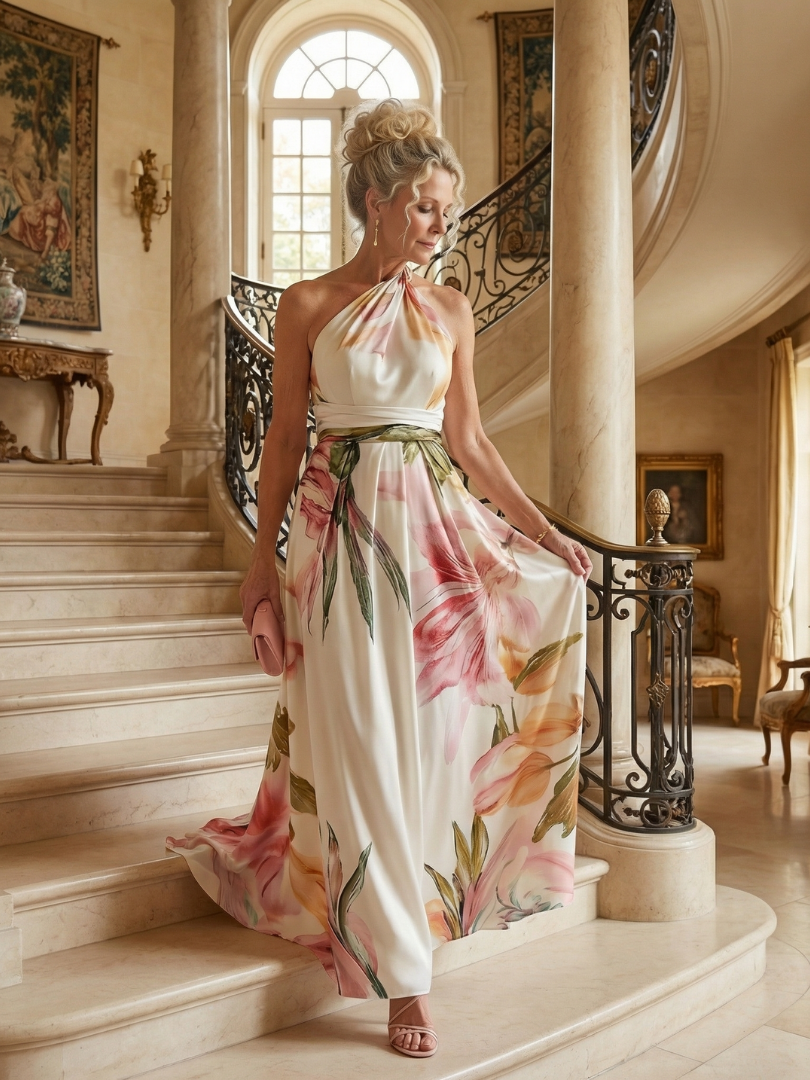 Talia | Floral Halter Maxi Dress