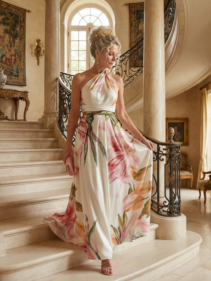 Talia | Floral Halter Maxi Dress