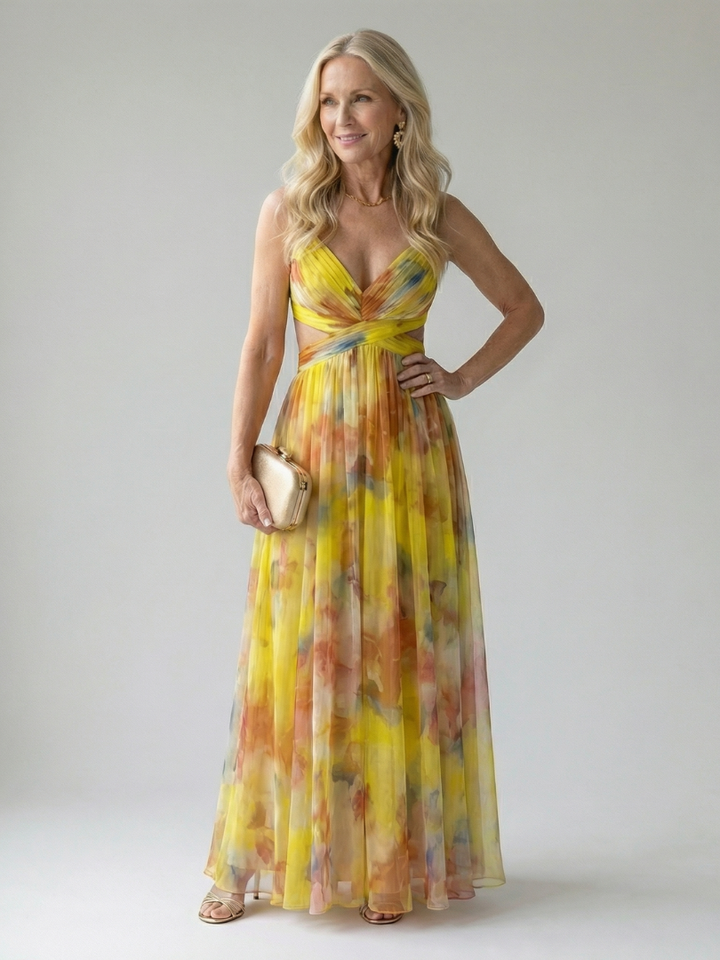 Giselle | Printed Wrap Sleeveless Maxi Dress