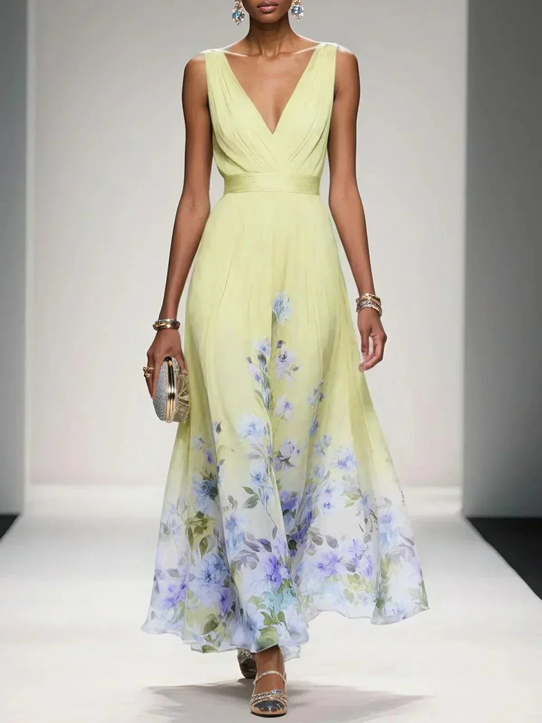 Jacinta | Floral A-Line V-Neck Summer Dress