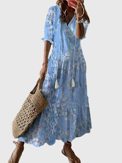Ines | Printed V-Neck Summer Dress