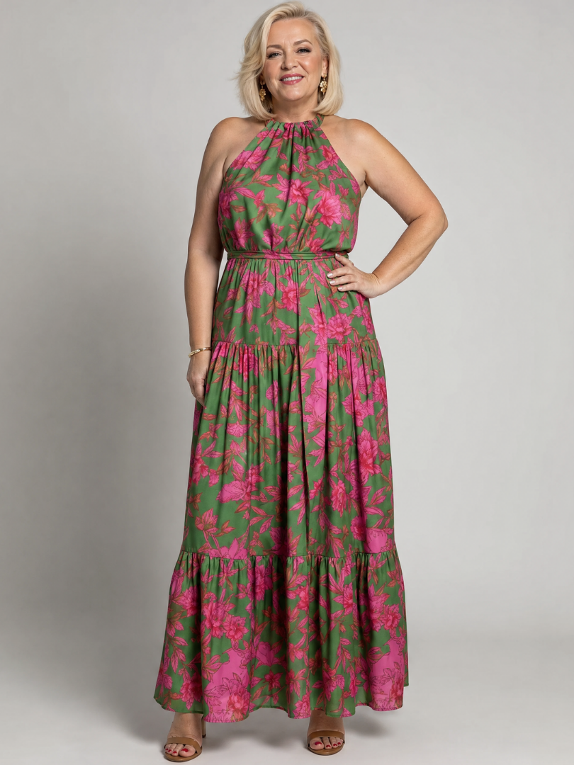 Phaedra | Tiered Halter Midi Dress