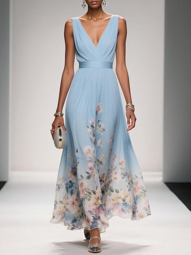 Jacinta | Floral A-Line V-Neck Summer Dress