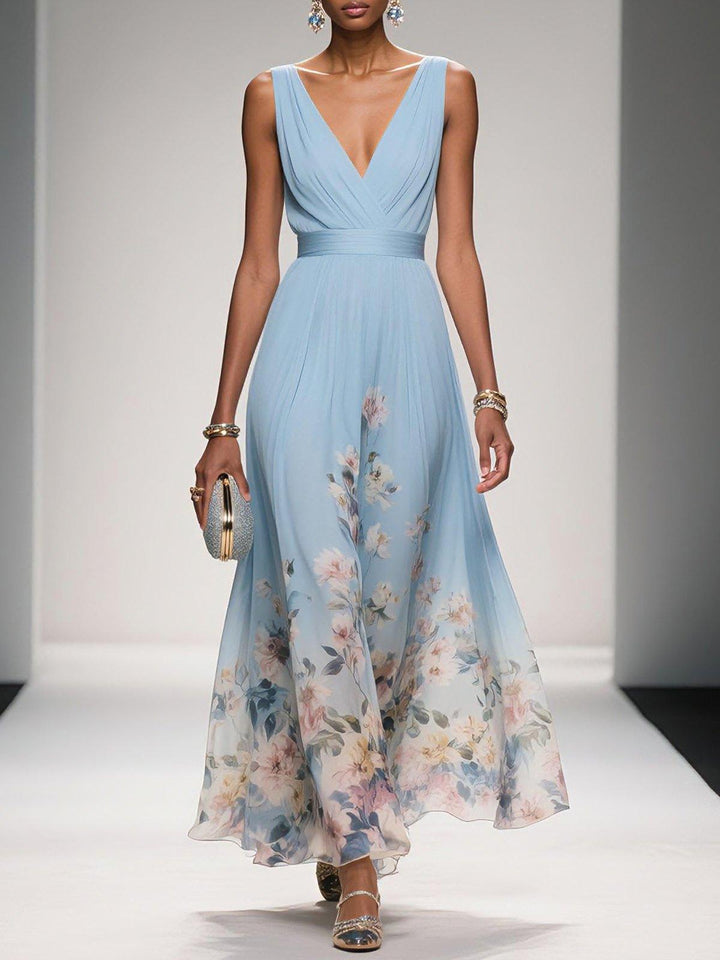 Jacinta | Floral A-Line V-Neck Summer Dress