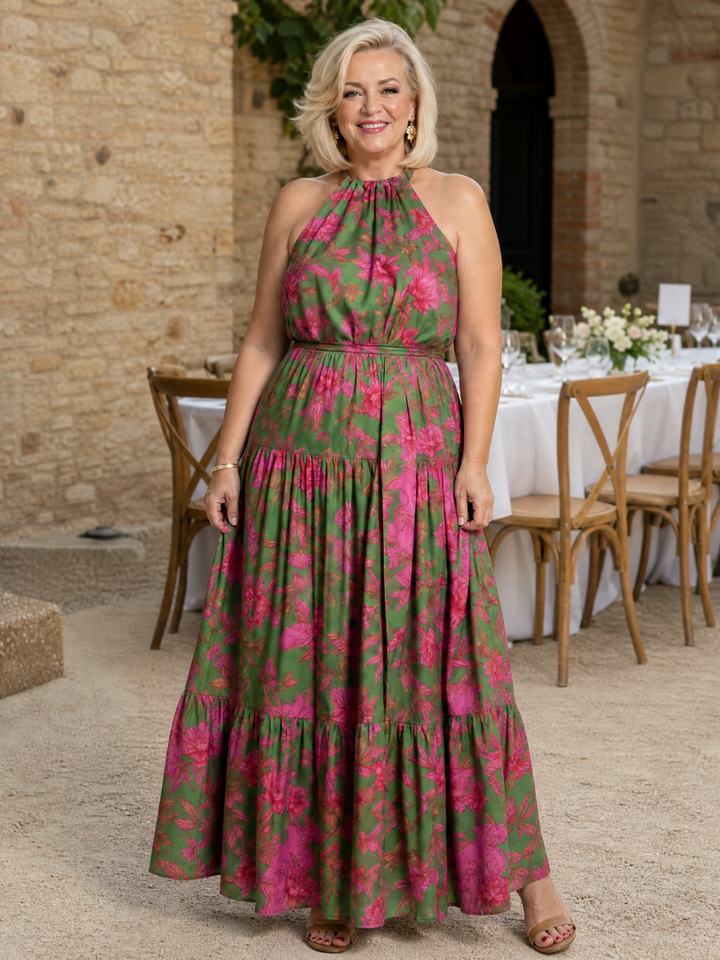 Phaedra | Tiered Halter Midi Dress