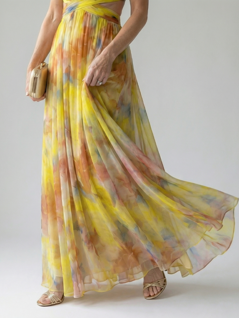 Giselle | Printed Wrap Sleeveless Maxi Dress