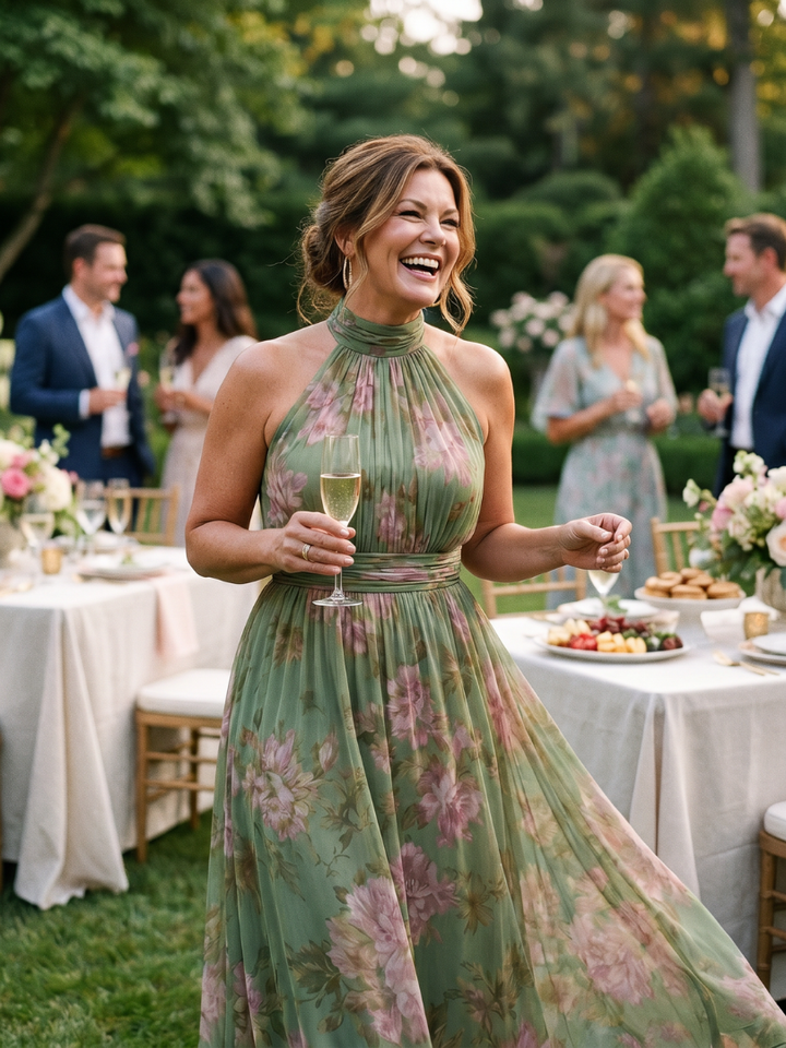 Isla | Floral Halter Midi Dress
