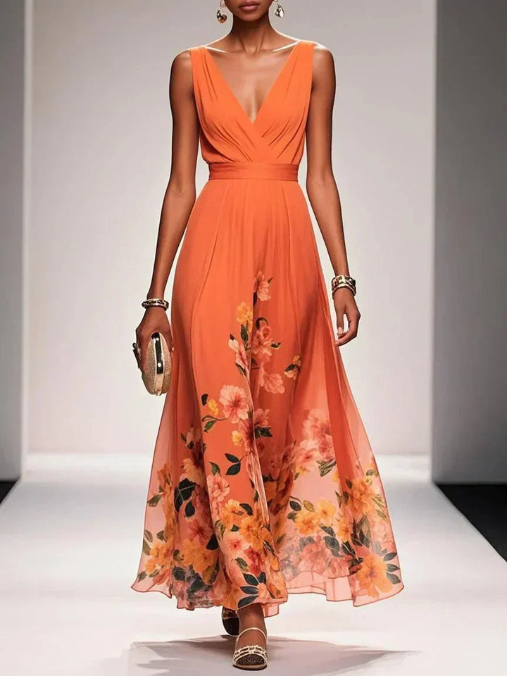 Jacinta | Floral A-Line V-Neck Summer Dress